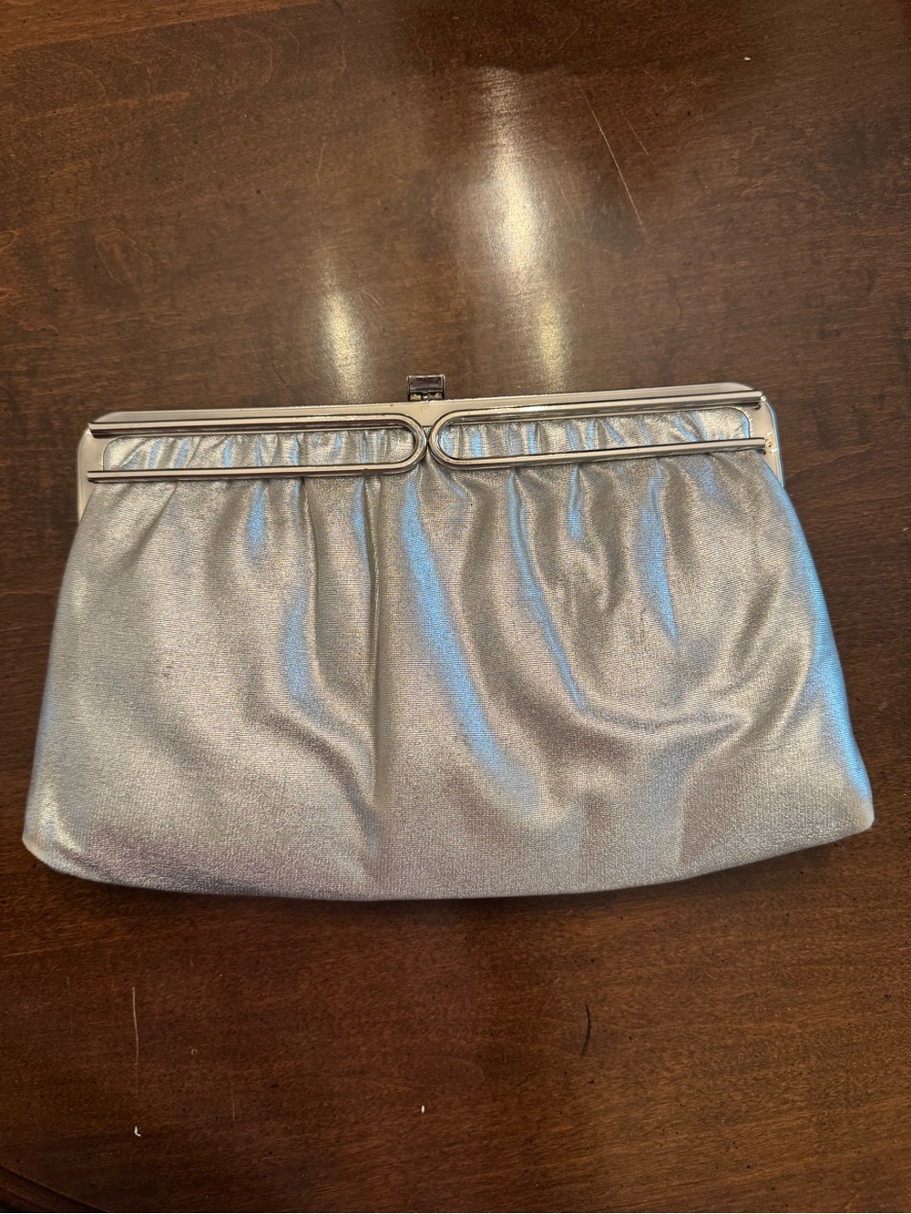 Silver Metallic Evening Clutch Bag